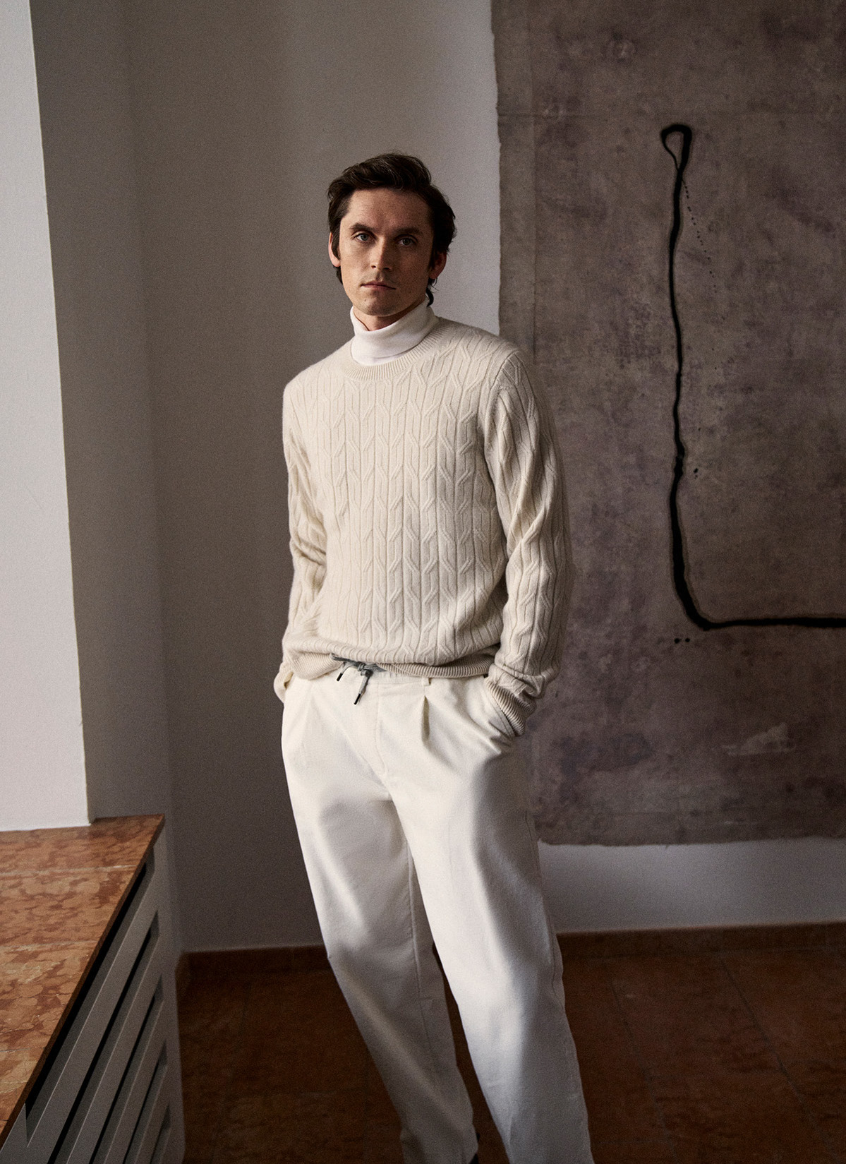 Pullover Rundhals 1/1 Arm, Mascarpone Cream Frontansicht