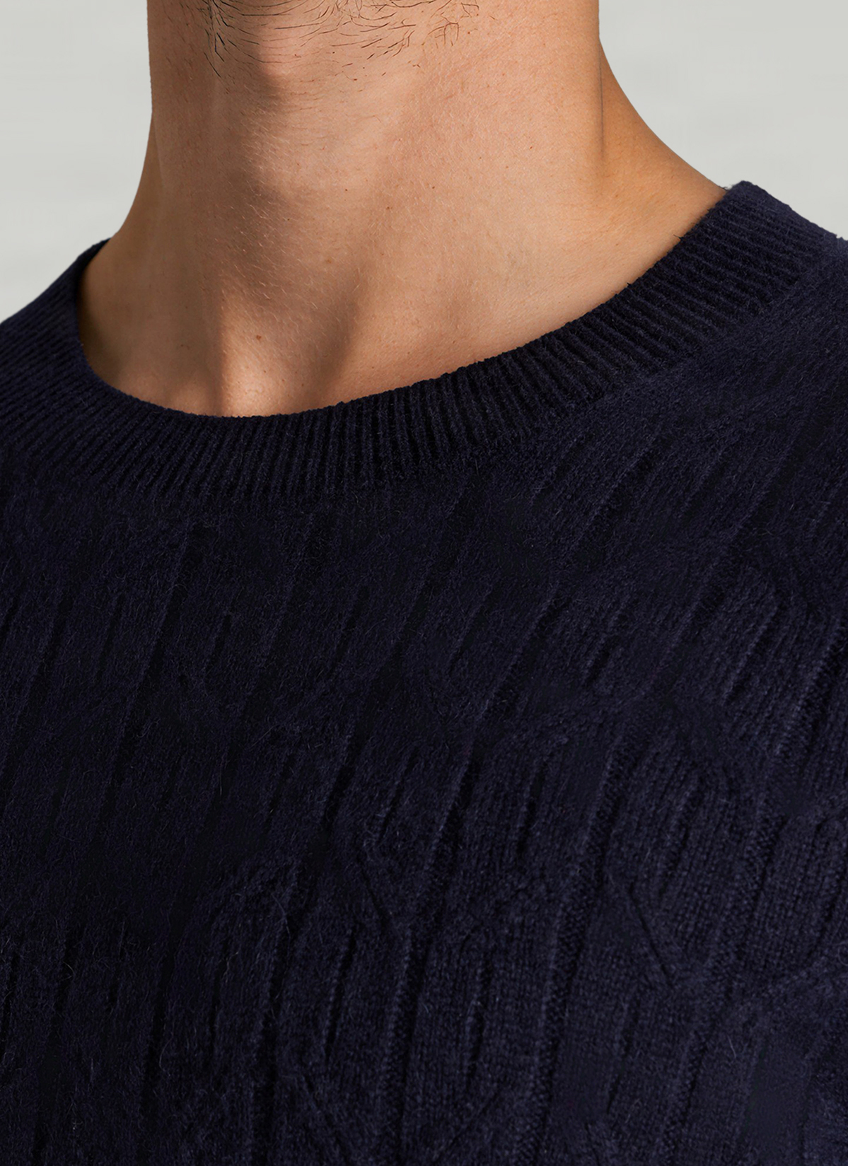 Pullover Rundhals 1/1 Arm, Navy Detailansicht 1