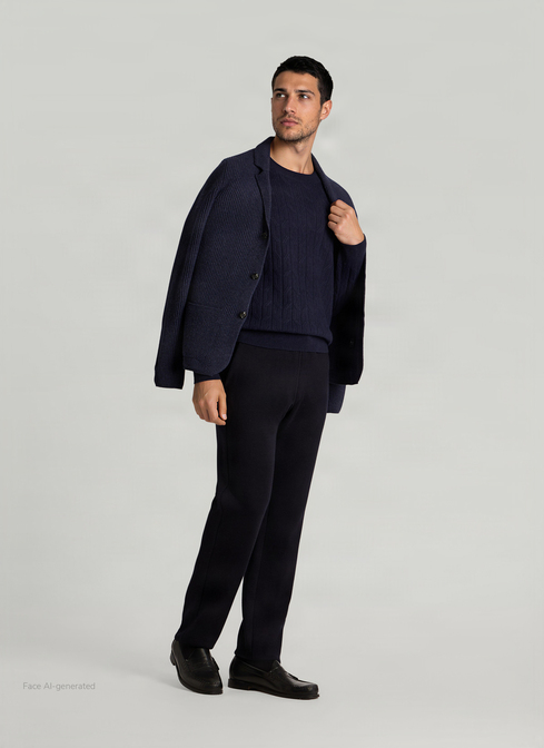 Pullover Rundhals 1/1 Arm, Navy Detailansicht 2