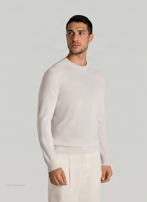Pullover Rundhals 1/1 Arm, Mascarpone Cream Frontansicht