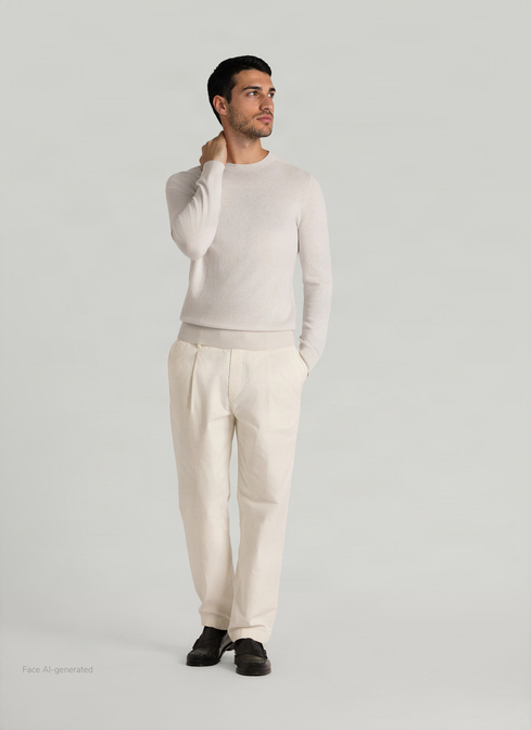 Pullover Rundhals 1/1 Arm, Mascarpone Cream Detailansicht 2