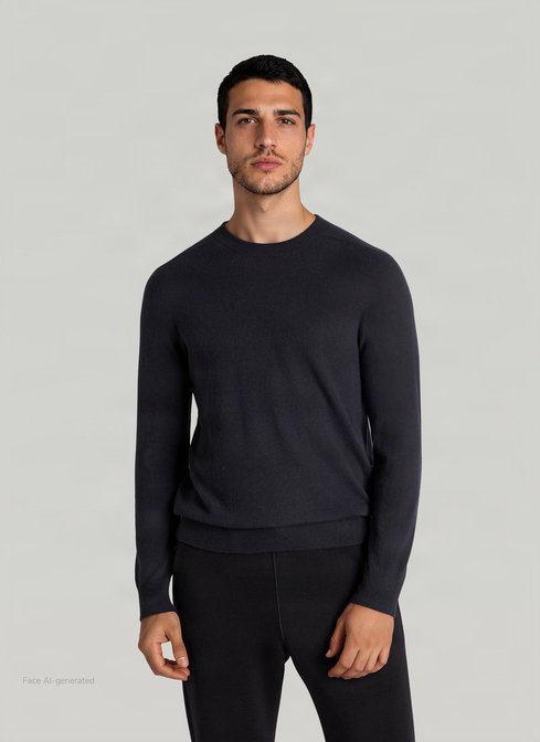 Pullover Rundhals 1/1 Arm, Navy Frontansicht