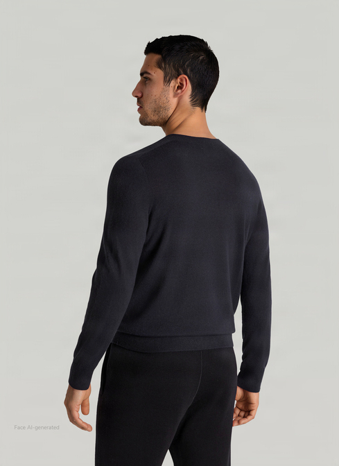 Pullover Rundhals 1/1 Arm, Navy Rückansicht