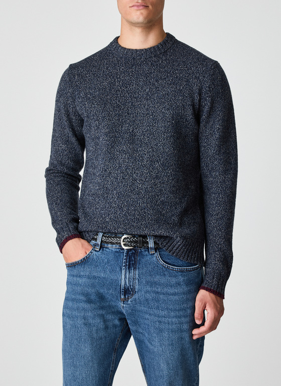 Pullover Rundhals 1/1 Arm Navy Frontansicht