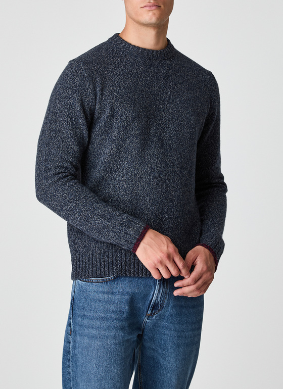 Pullover Rundhals 1/1 Arm Navy Frontansicht