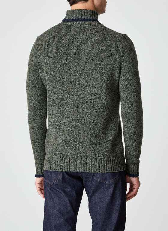Pullover Rollkragen 1/1 Arm Dark Moss Frontansicht
