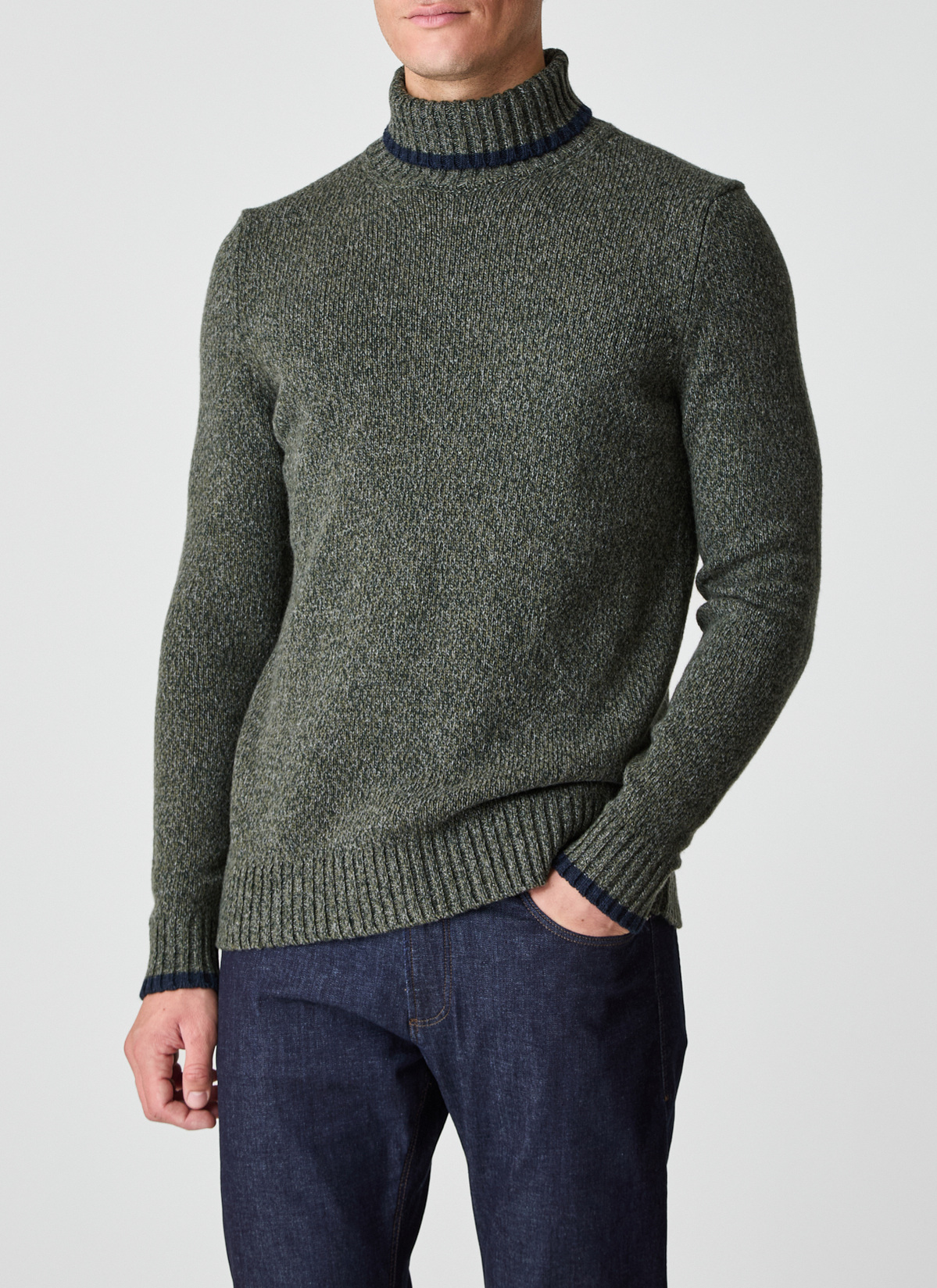 Pullover Rollkragen 1/1 Arm, Dark Moss Detailansicht 1