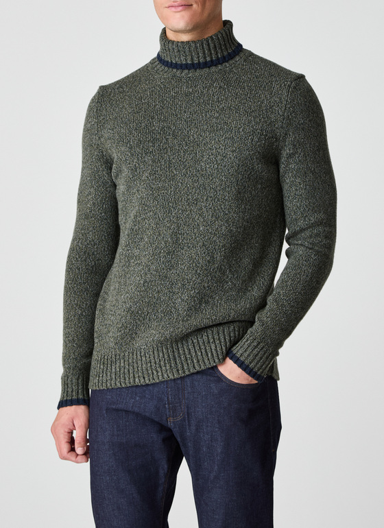 Pullover Rollkragen 1/1 Arm Dark Moss Frontansicht