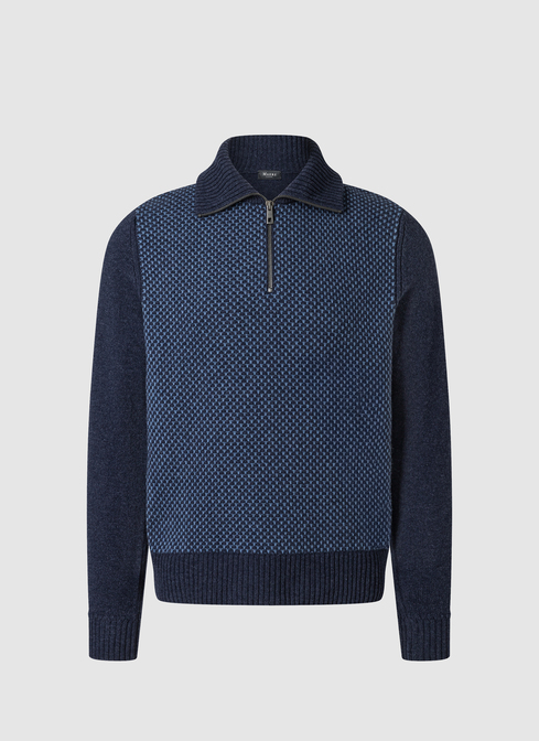Pullover Troyer 1/1 Arm, Midnight Blue Frontansicht