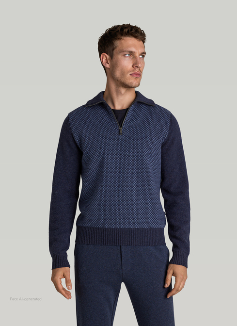 Pullover Troyer 1/1 Arm, Midnight Blue Detailansicht 2