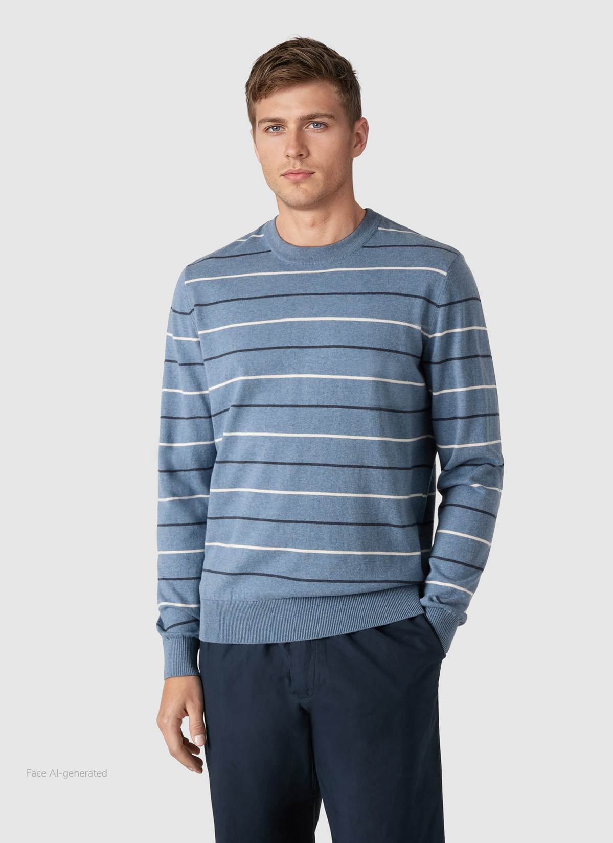 Pullover Rundhals 1/1 Arm, Blue Sky Frontansicht