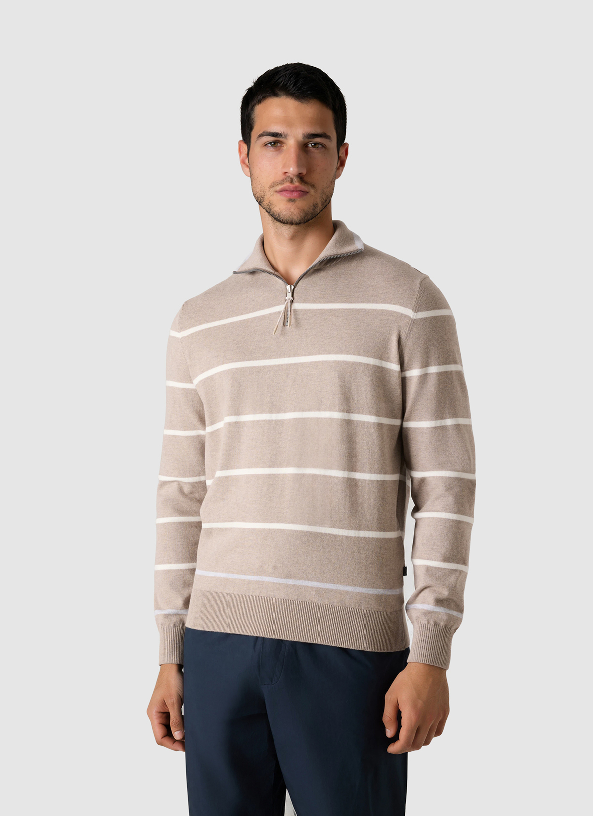 Pullover Troyer 1/1 Arm, Light Almond Frontansicht
