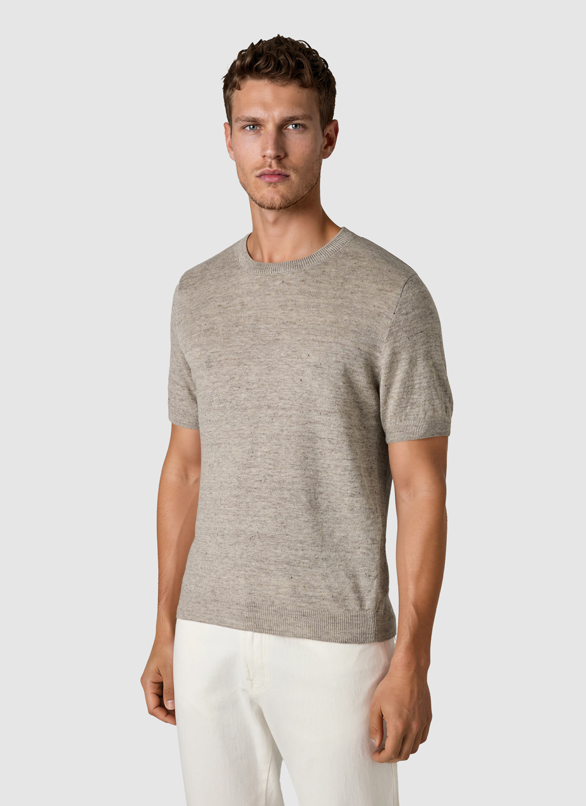 Pullover Rundhals 1/2 Arm, Frappuccino Frontansicht