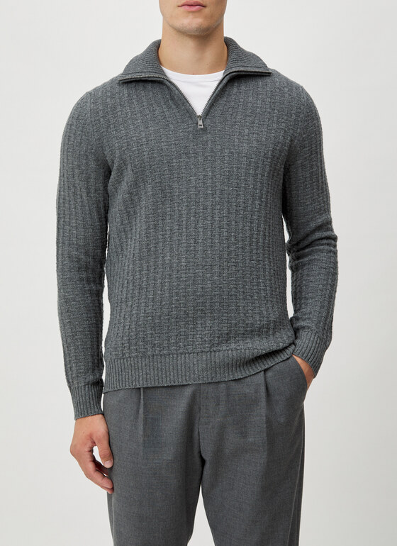 Pullover Troyer 1/1 Arm Grey Rock Frontansicht