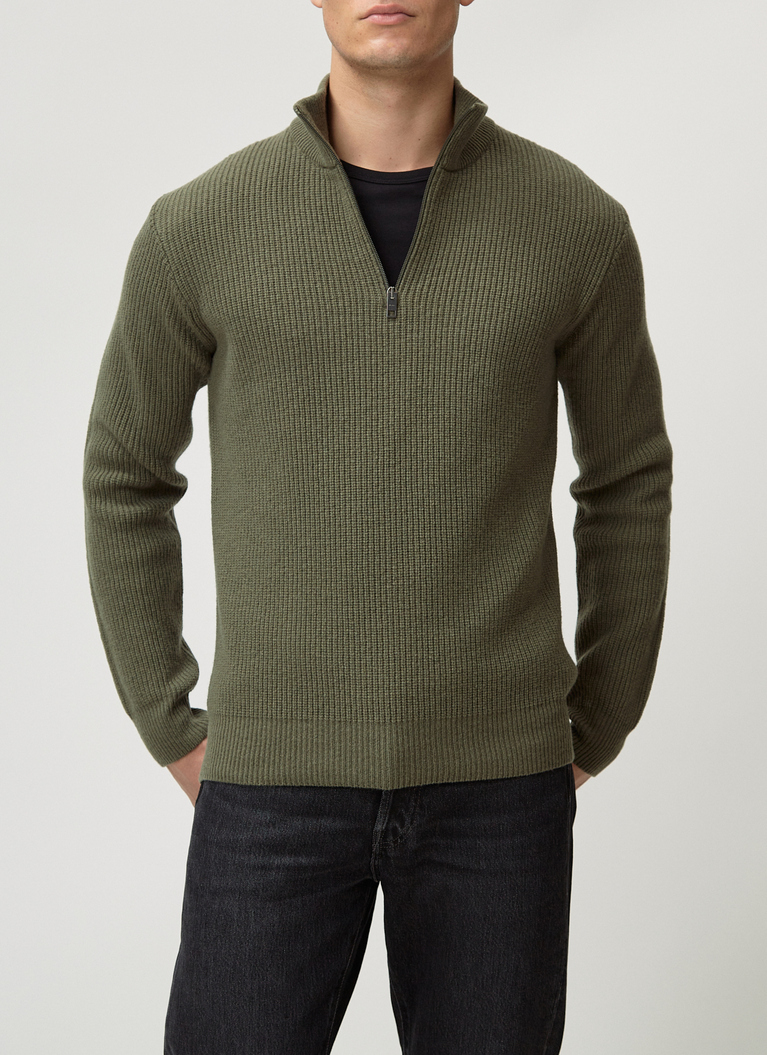 Pullover Troyer 1/1 Arm, Dark Moss Frontansicht