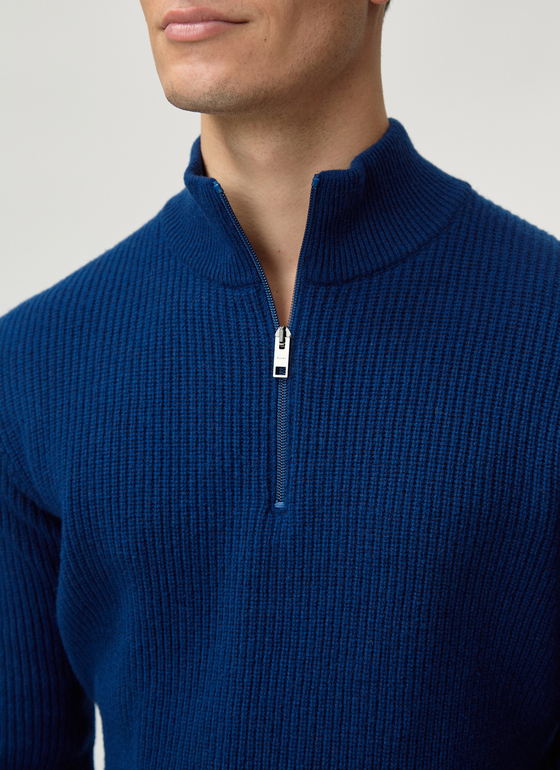 Pullover Troyer 1/1 Arm Cobalt Blue Frontansicht