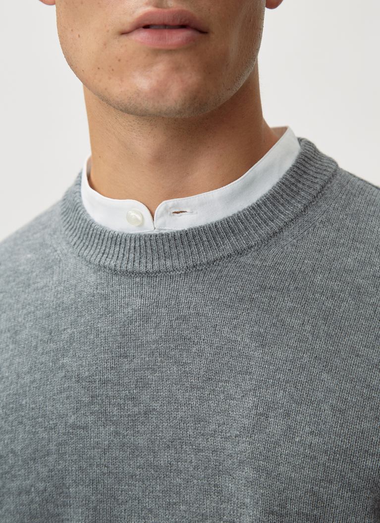 Pullover Rundhals 1/1 Arm, Mercury Grey Detailansicht 2