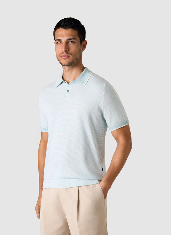 Pullover Polo 1/2 Arm Bright Aqua Frontansicht