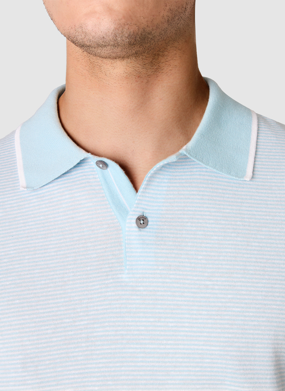 Pullover Polo 1/2 Arm Bright Aqua Frontansicht