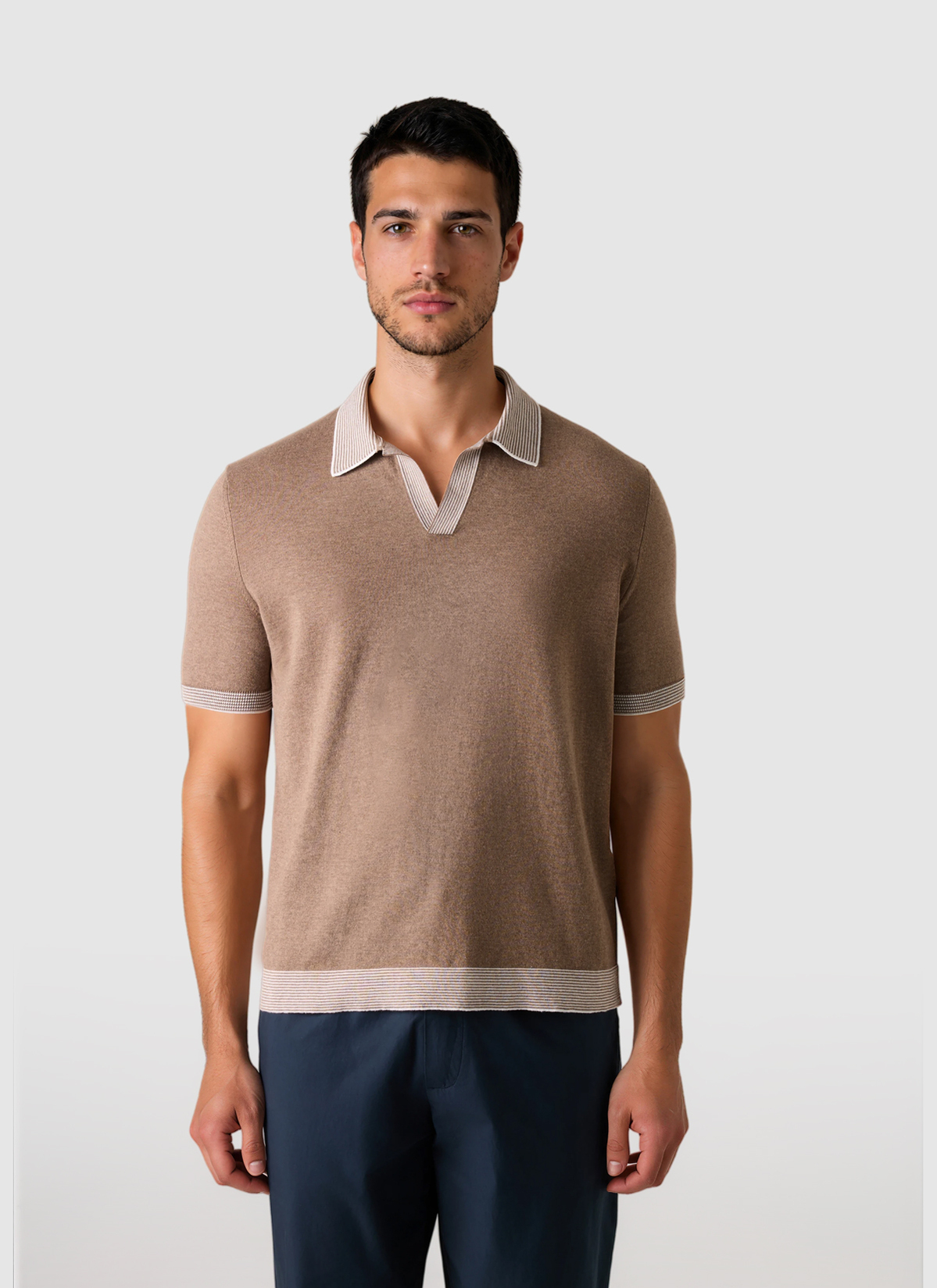 Pullover Polo 1/2 Arm, Frappuccino Frontansicht