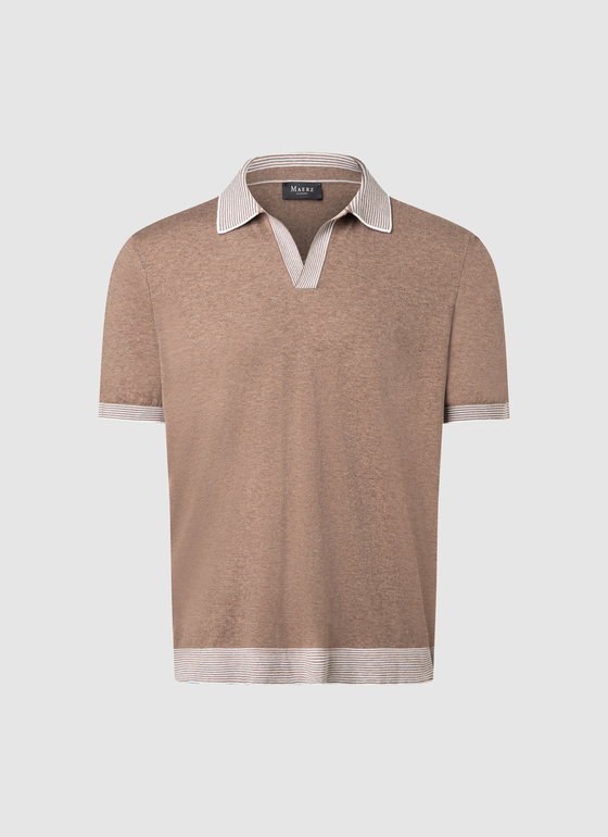 Pullover Polo 1/2 Arm Frappuccino Frontansicht