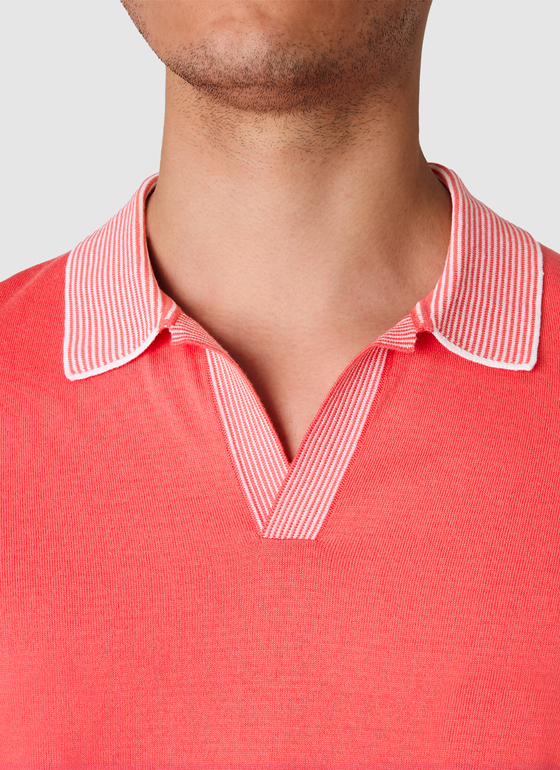 Pullover Polo 1/2 Arm Shiny Flamingo Frontansicht