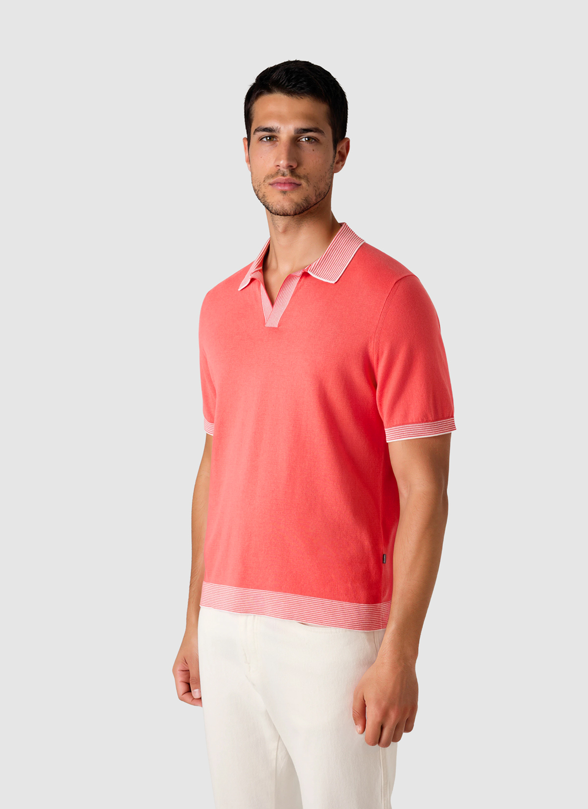 Pullover Polo 1/2 Arm, Shiny Flamingo Detailansicht 2