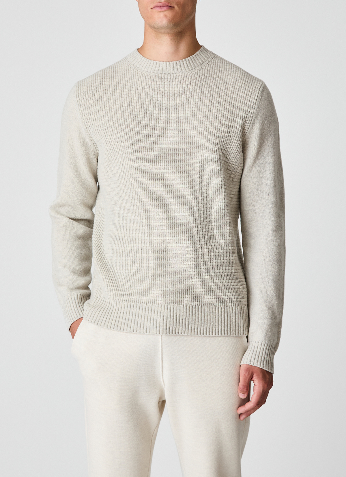 Pullover Rundhals 1/1 Arm, Mascarpone Cream Frontansicht