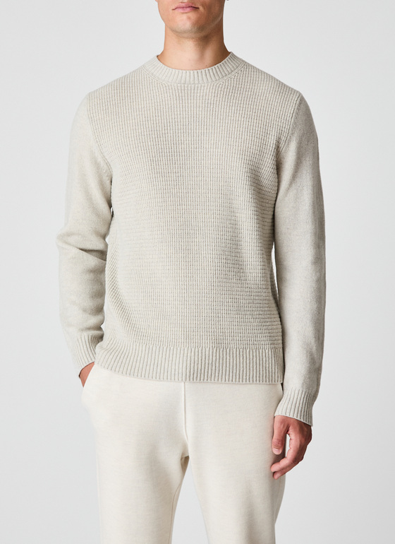 Pullover Rundhals 1/1 Arm Mascarpone Cream Frontansicht