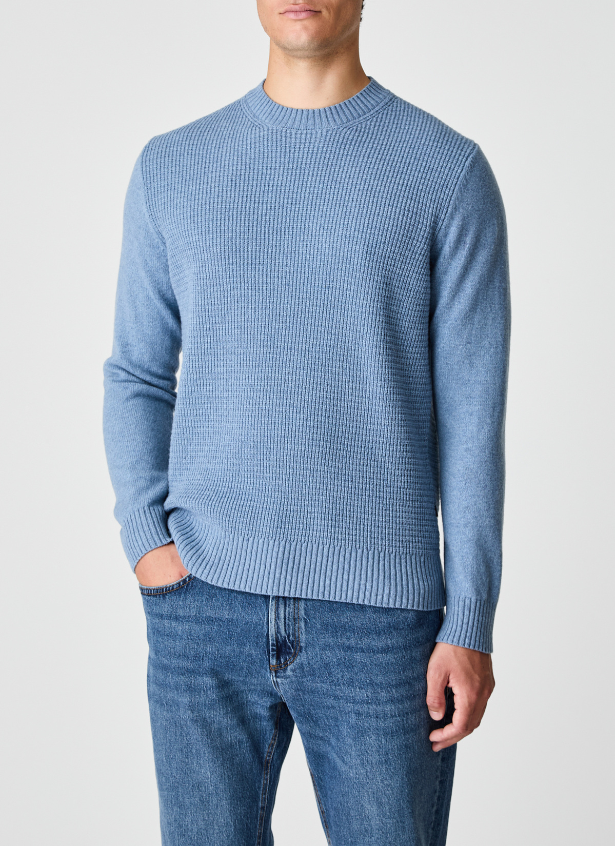 Pullover Rundhals 1/1 Arm, Denim Detailansicht 1