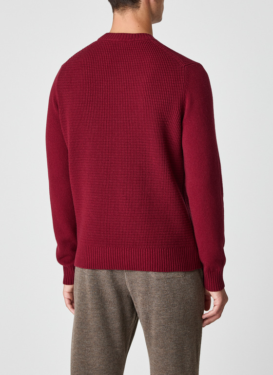 Pullover Rundhals 1/1 Arm Weinrot Frontansicht