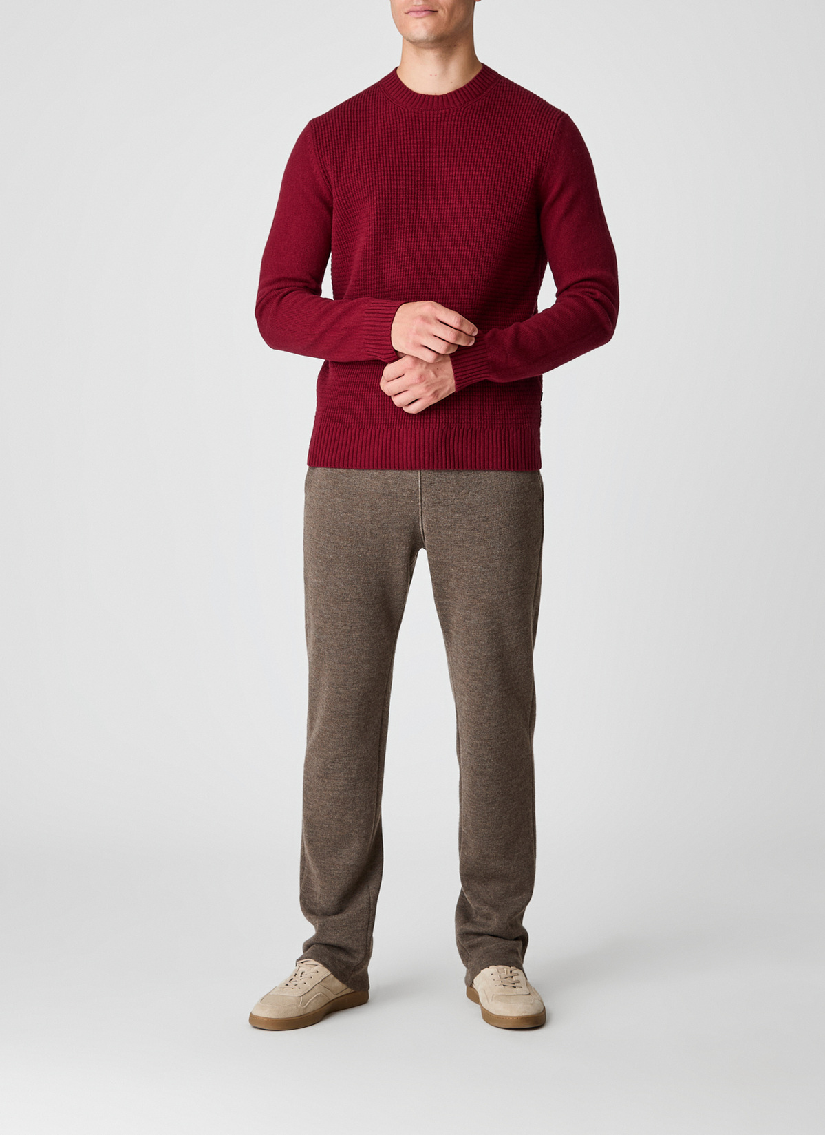 Pullover Rundhals 1/1 Arm, Weinrot Detailansicht 1