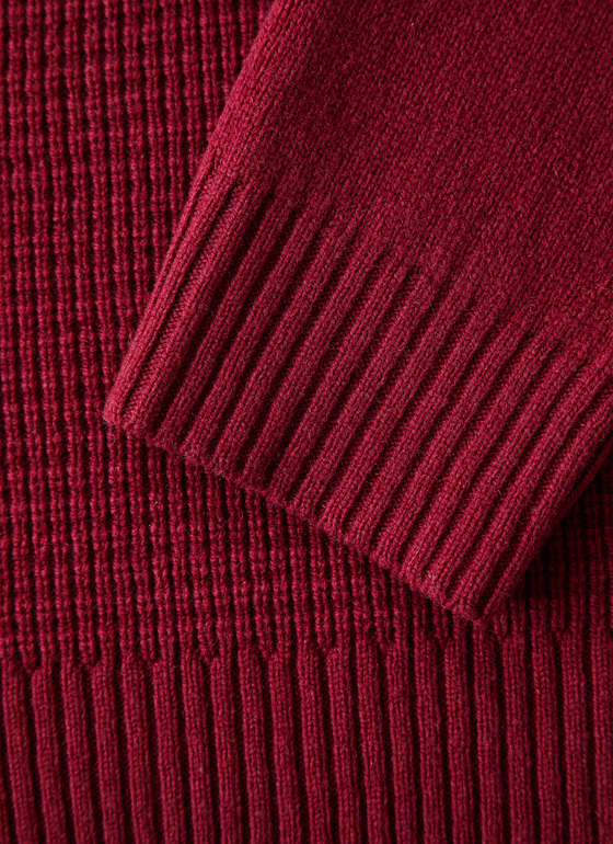 Pullover Rundhals 1/1 Arm Weinrot Frontansicht