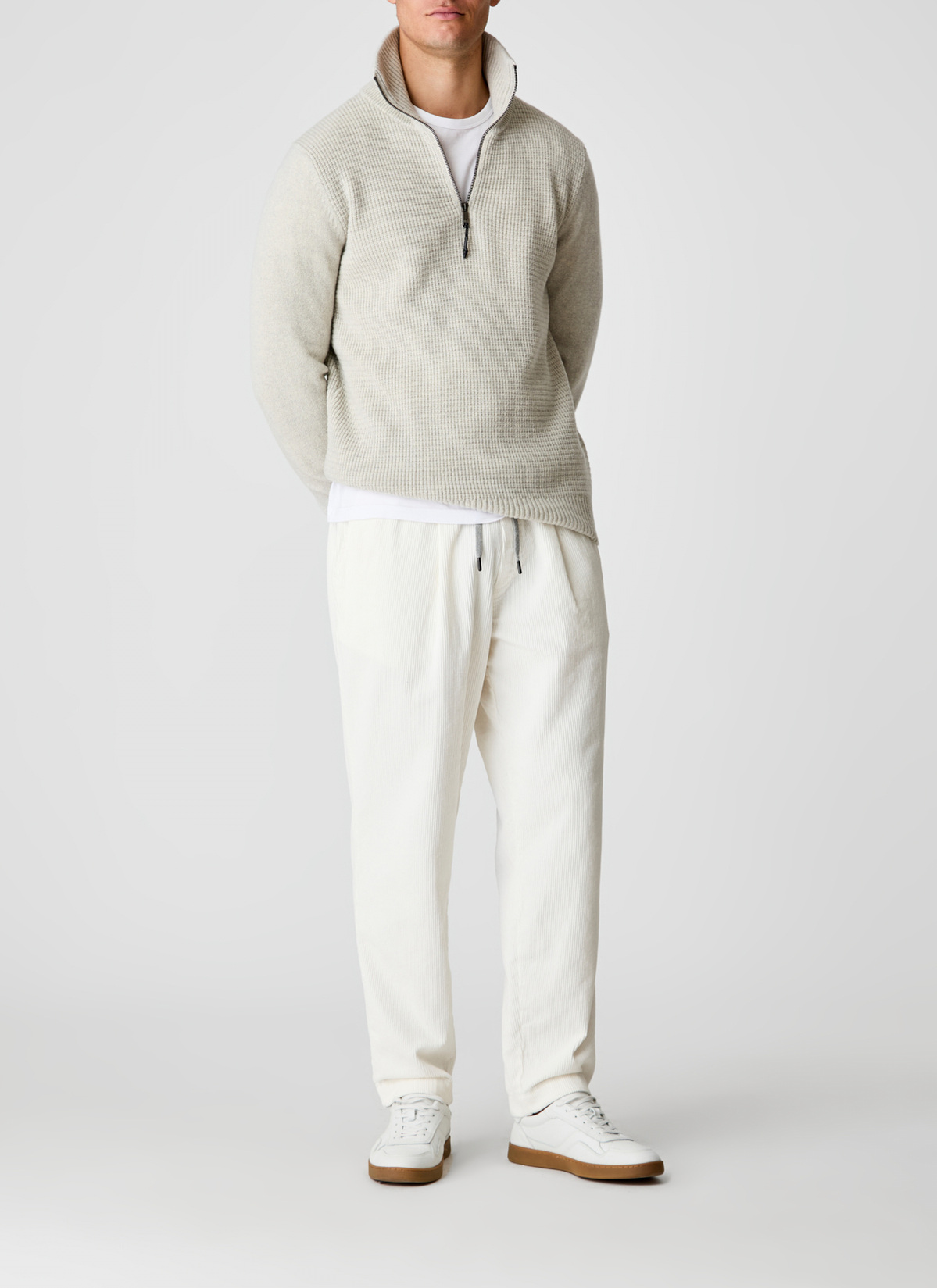 Pullover Troyer 1/1 Arm, Mascarpone Cream Detailansicht 1