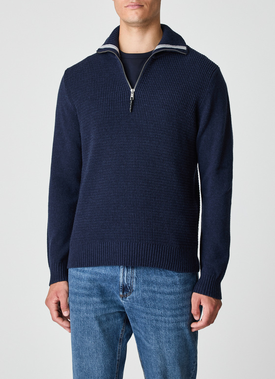 Pullover Troyer 1/1 Arm Deep Sea Frontansicht