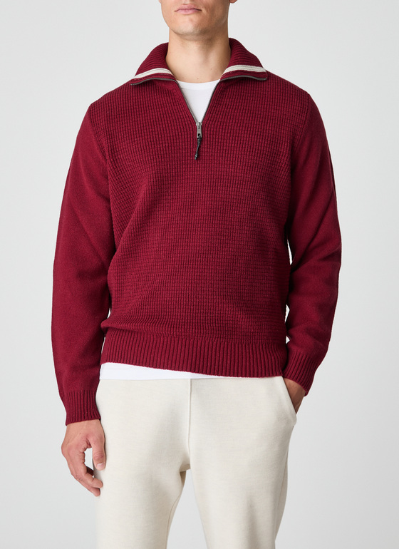 Pullover Troyer 1/1 Arm Weinrot Frontansicht
