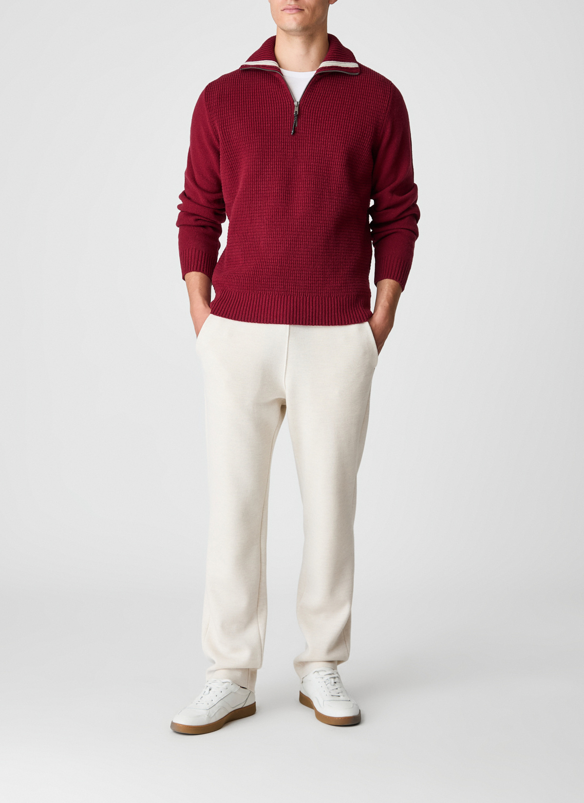 Pullover Troyer 1/1 Arm, Weinrot Detailansicht 1