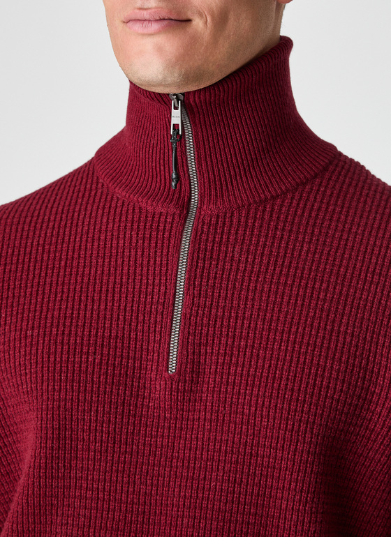 Pullover Troyer 1/1 Arm Weinrot Frontansicht