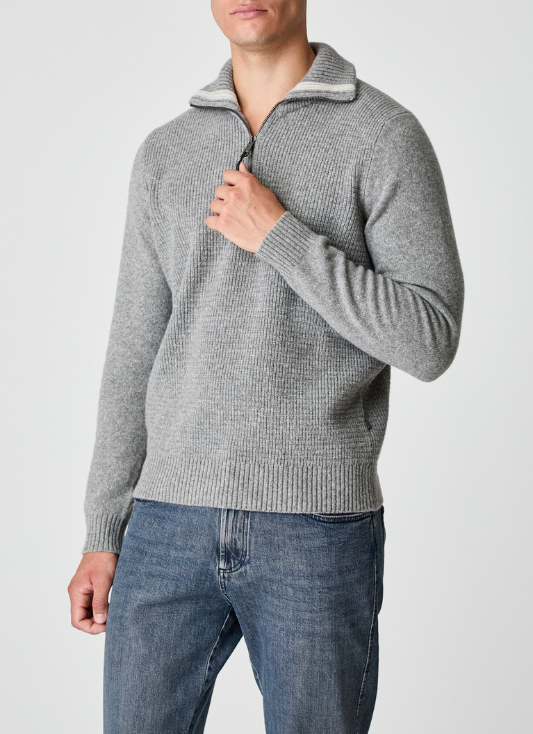 Pullover Troyer 1/1 ArmMercury Grey Frontansicht