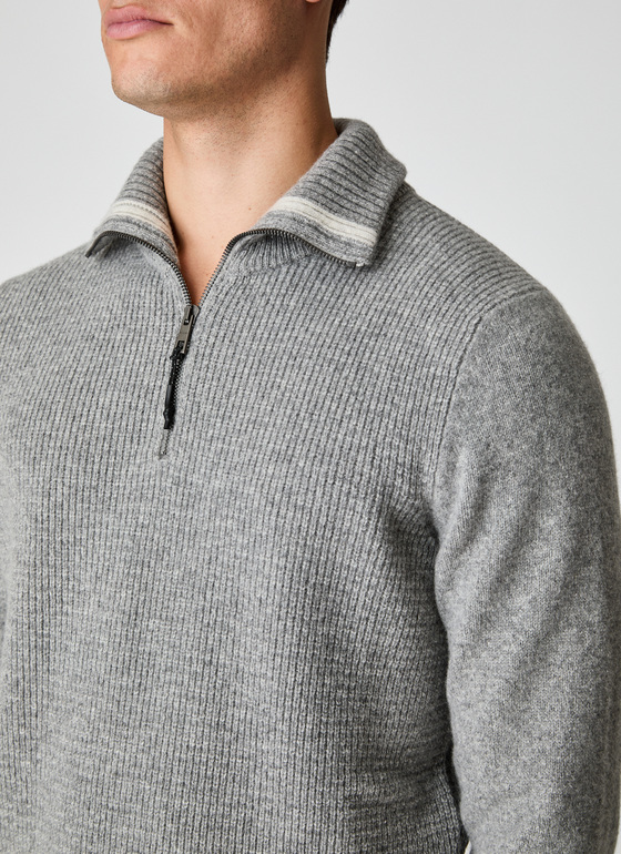 Pullover Troyer 1/1 Arm Mercury Grey Frontansicht