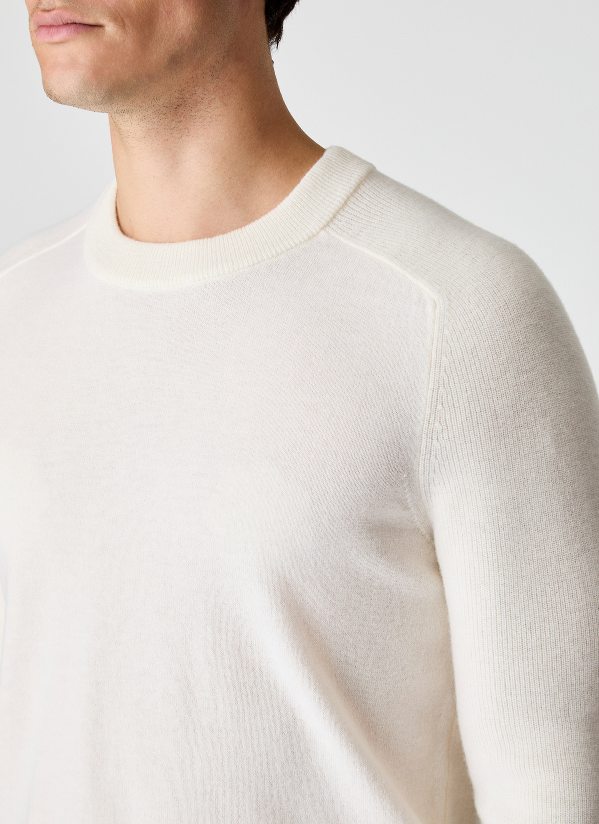 Pullover Rundhals 1/1 Arm, Off White Detailansicht 1