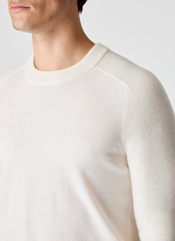 Pullover Rundhals 1/1 Arm Off White Frontansicht