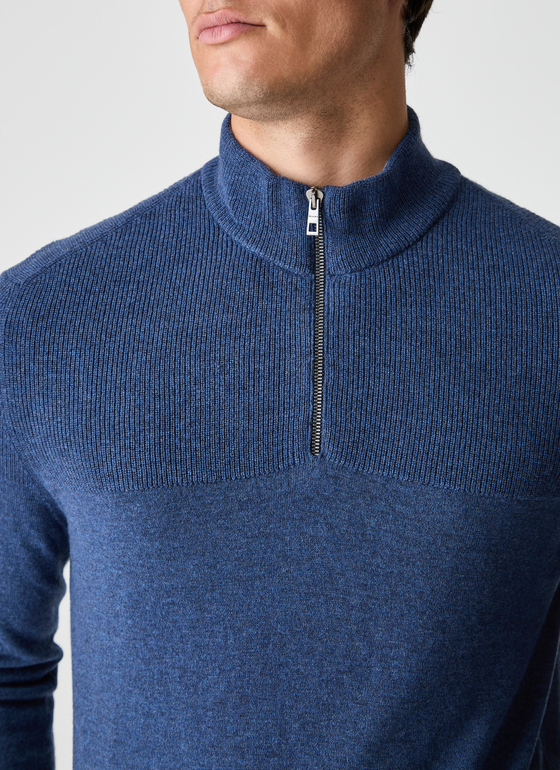 Pullover Troyer 1/1 Arm Deep Sea Frontansicht