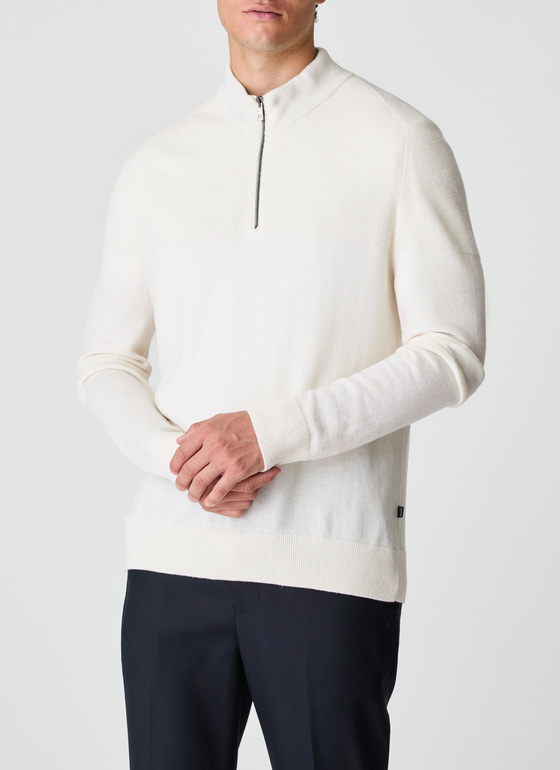 Pullover Troyer 1/1 Arm Off White Frontansicht