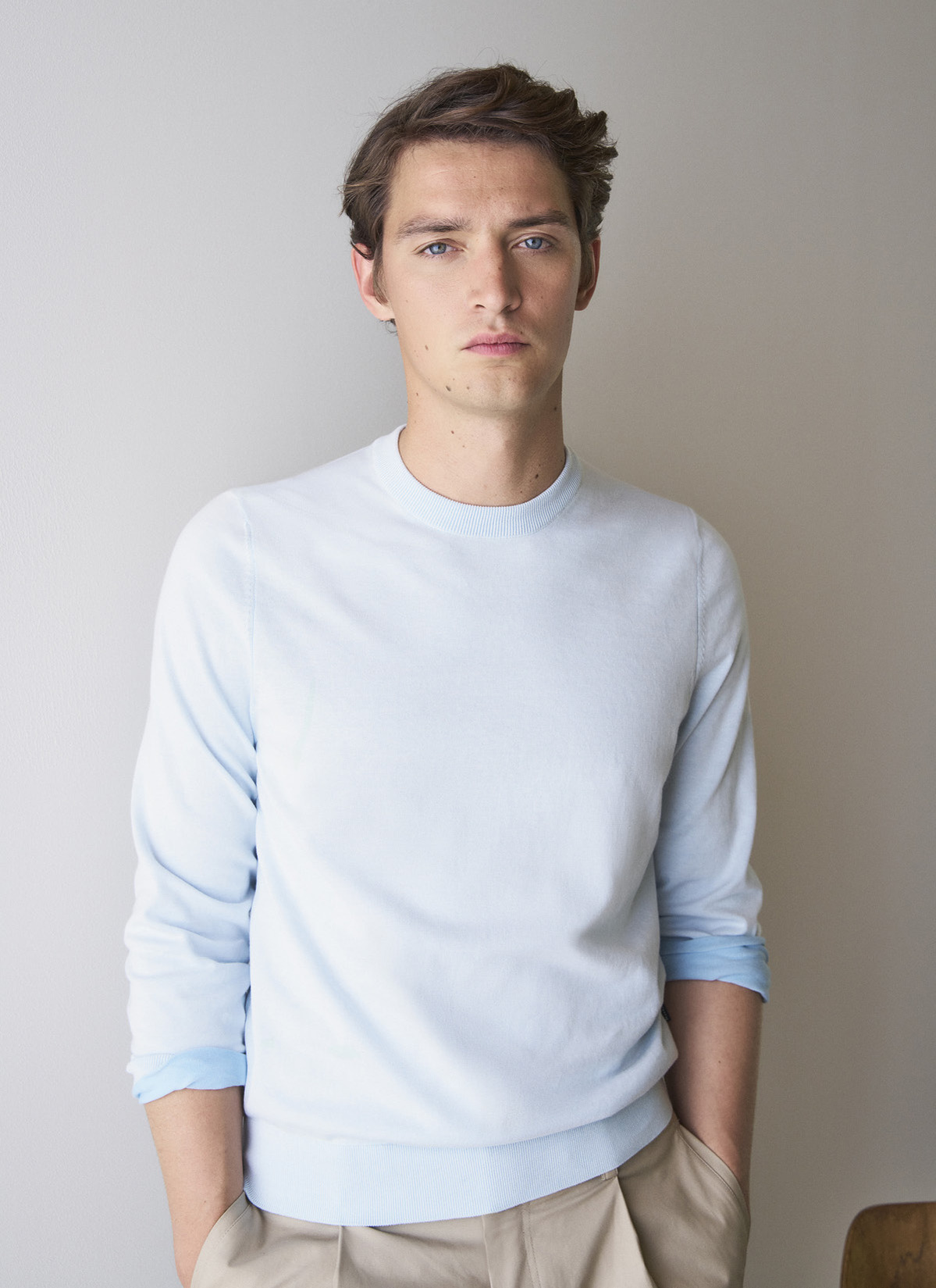 Pullover Rundhals 1/1 Arm, Bright Aqua Frontansicht