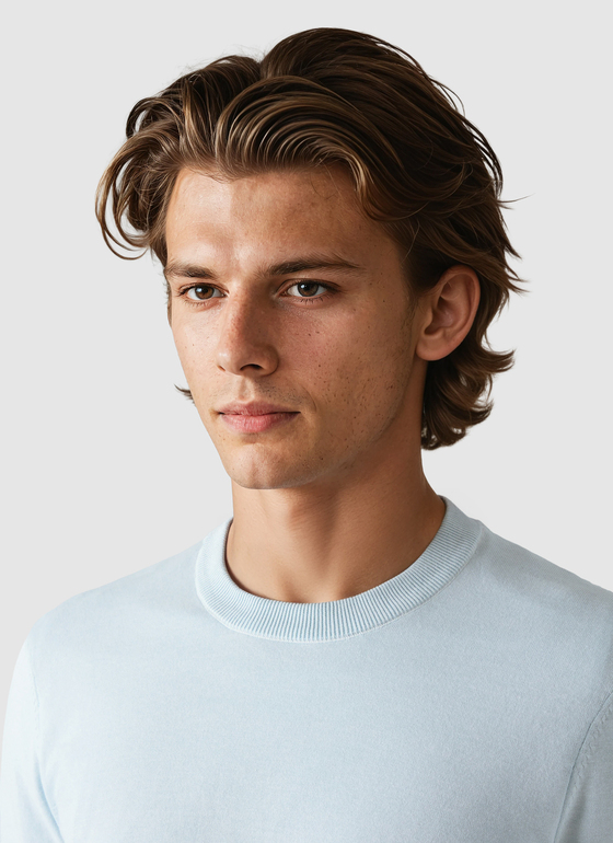 Pullover Rundhals 1/1 Arm Bright Aqua Frontansicht