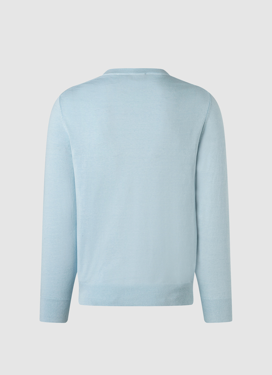 Pullover Rundhals 1/1 Arm Bright Aqua Frontansicht
