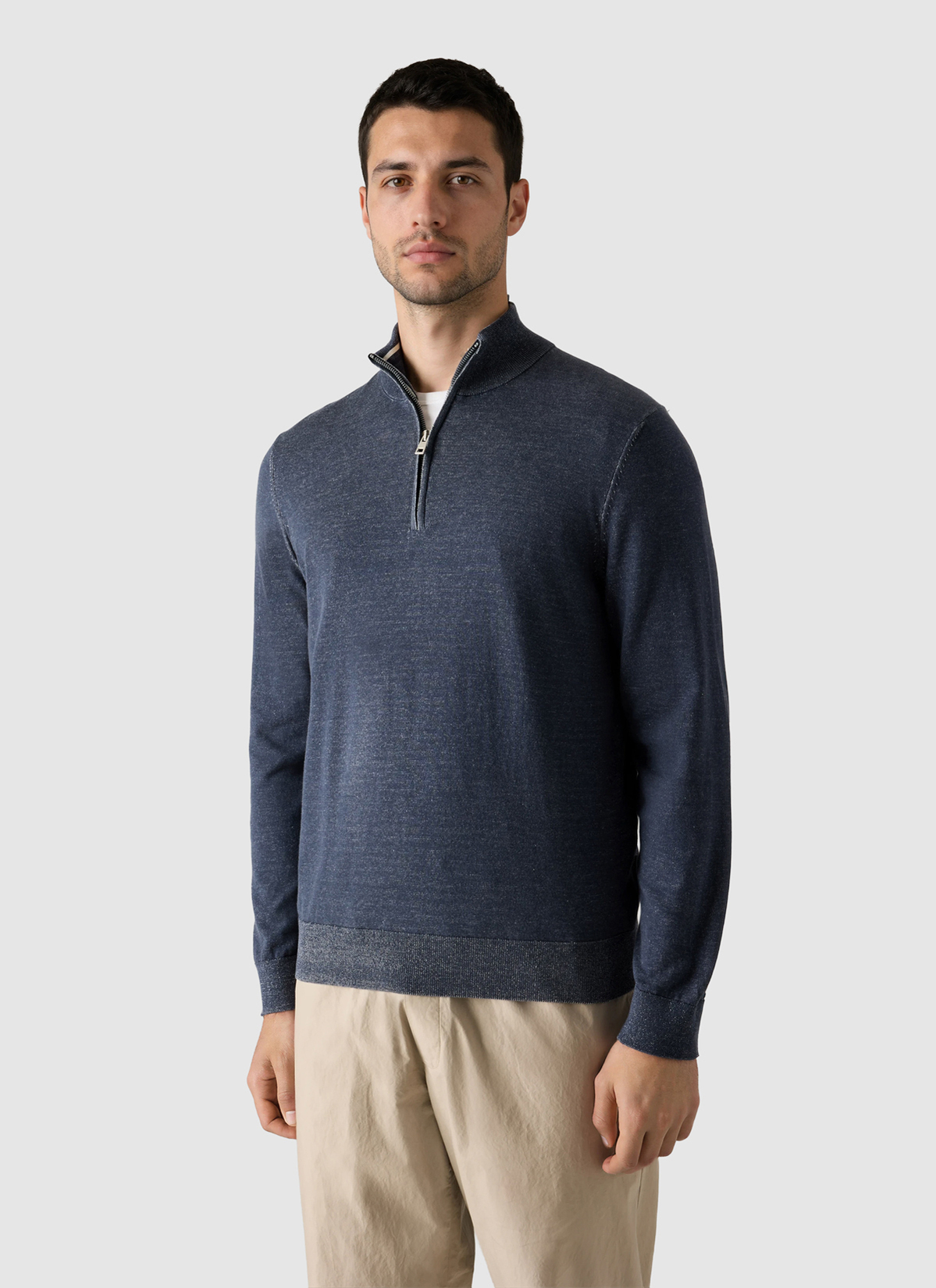 Pullover Troyer 1/1 Arm, Dawn Blue Frontansicht