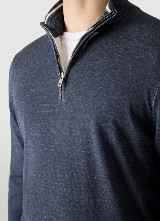 Pullover Troyer 1/1 Arm Dawn Blue Frontansicht