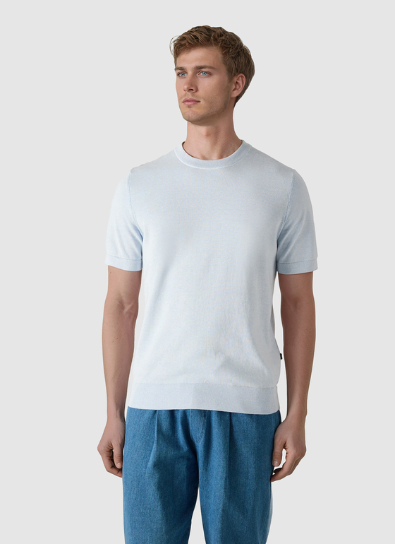 Pullover Rundhals 1/2 Arm Blue Sky Frontansicht